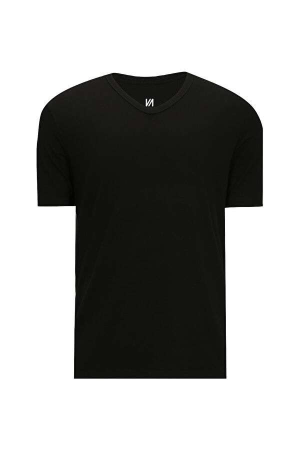 Dar Kalıp Siyah V Yaka T-Shirt 6