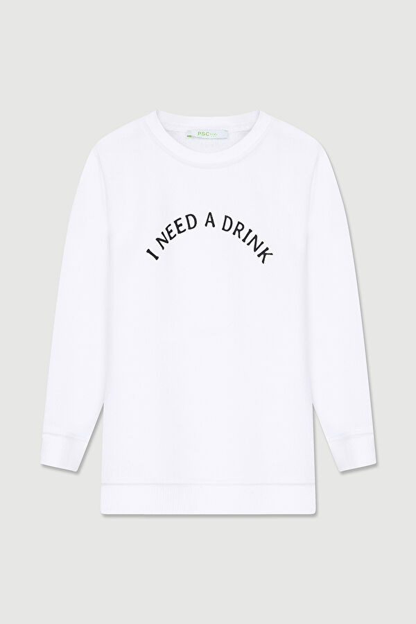 Drink Çocuk Sweatshirt Beyaz