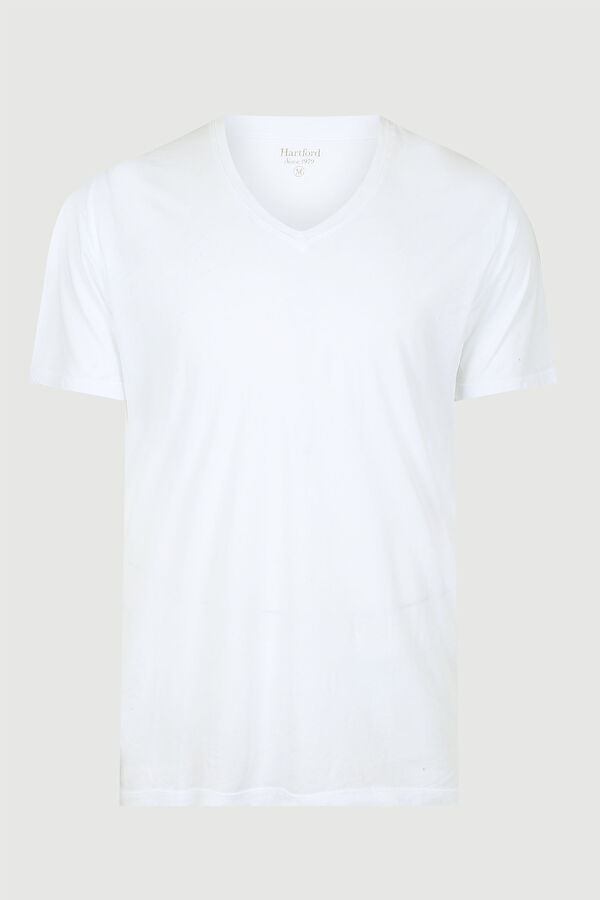Beyaz Bisiklet Yaka T-Shirt