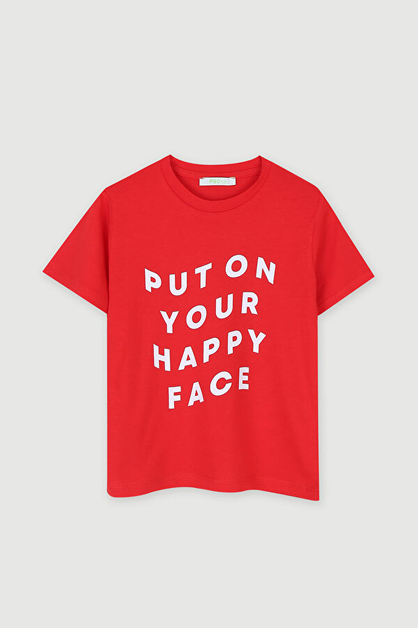 Happy Face Çocuk T-Shirt Kırmızı