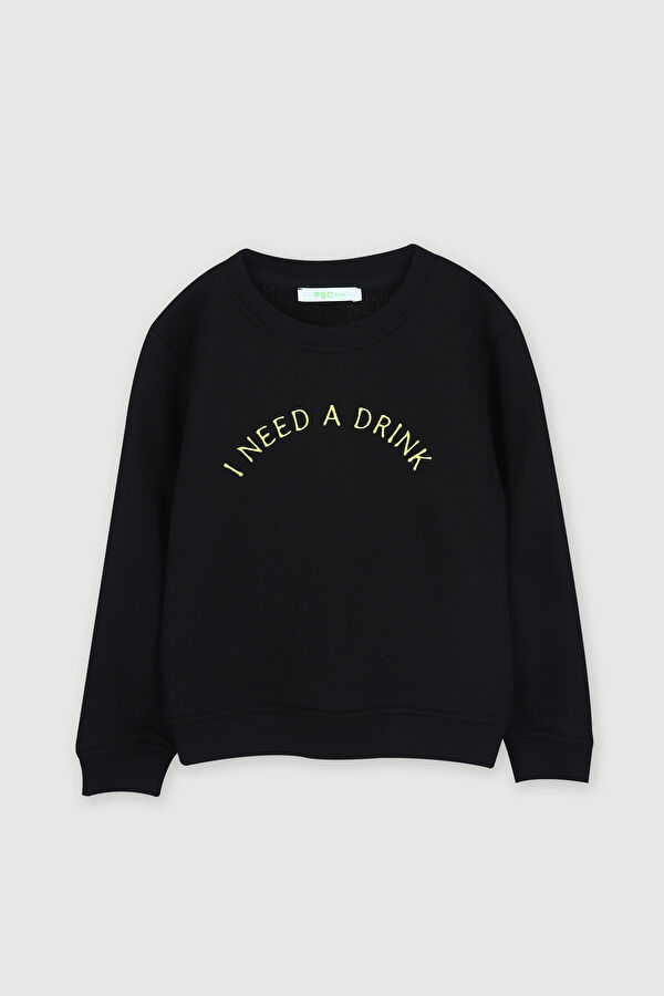 Drink Çocuk Sweatshirt Siyah