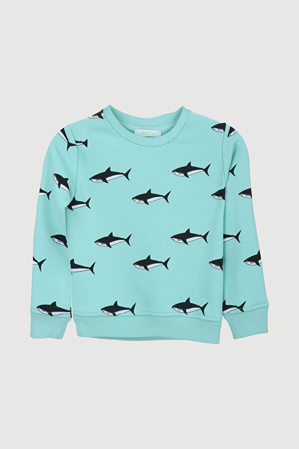 Shark Çocuk Sweatshirt Yeşil