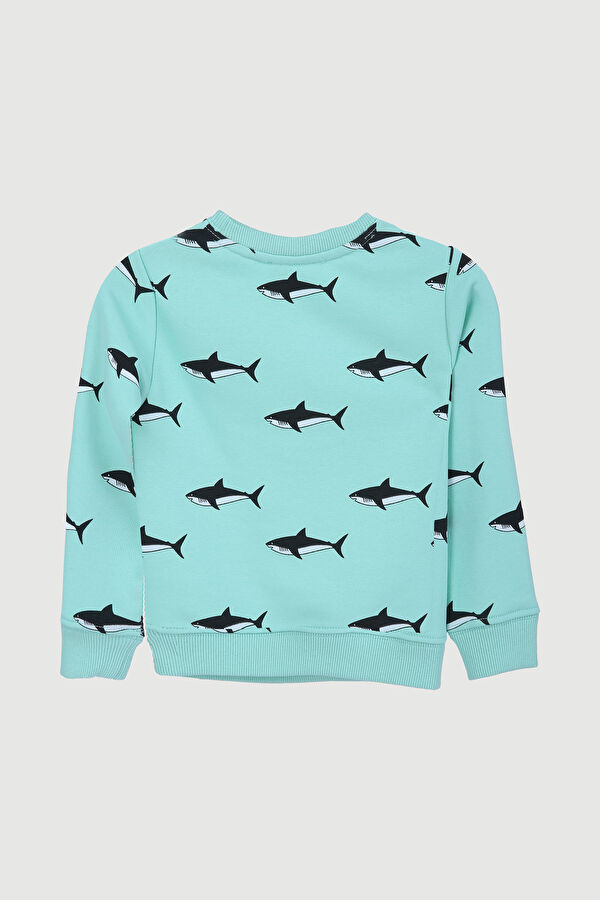 Shark Çocuk Sweatshirt Yeşil 2
