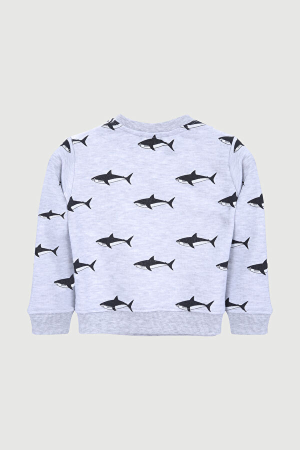 Shark Çocuk Sweatshirt Gri 2