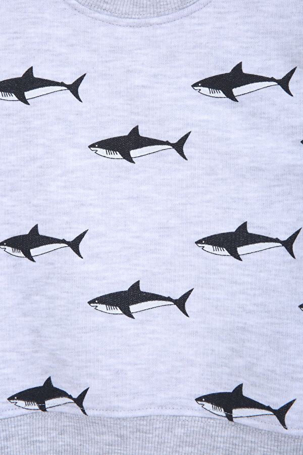 Shark Çocuk Sweatshirt Gri 3