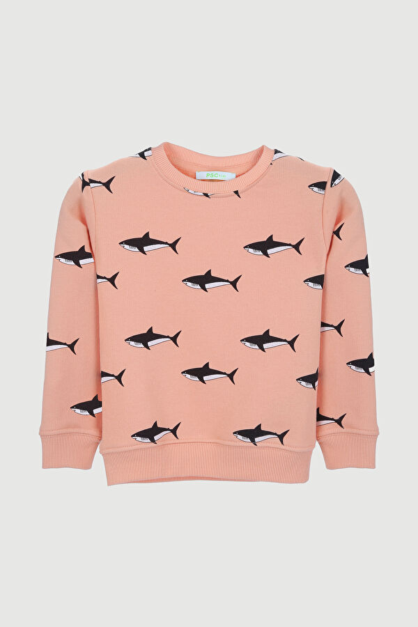 Shark Çocuk Sweatshirt Turuncu