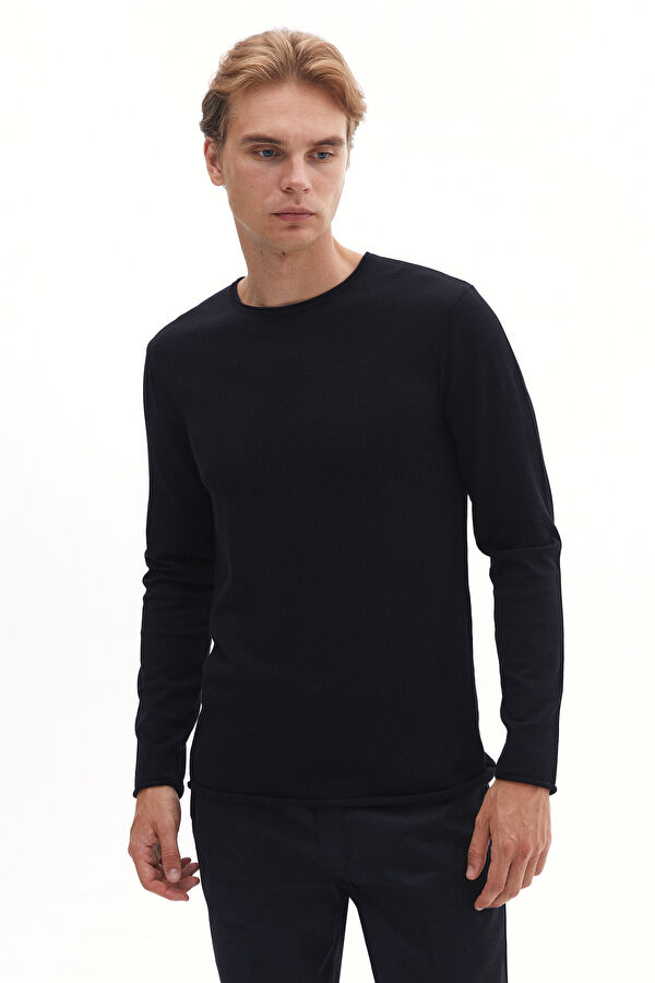 Black Viscose Knit Men's Sweater