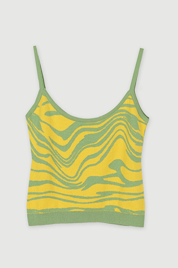 Wave Knit Yellow Askılı Triko 4