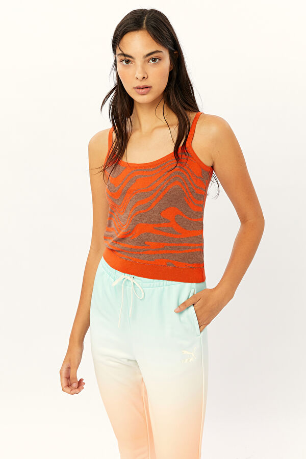 Wave Knit Orange Askılı Triko