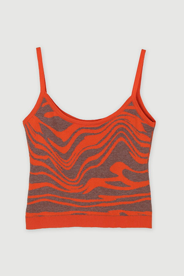 Wave Knit Orange Askılı Triko 4