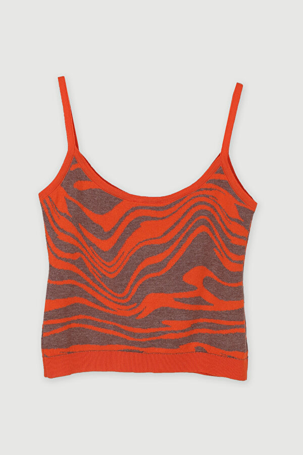 Wave Knit Orange Askılı Triko 5