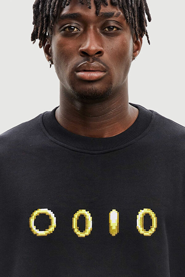 Siyah Bisiklet Yaka Sweatshirt 2