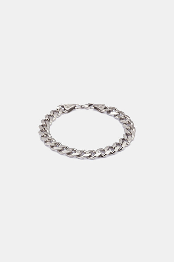 Silver-Colored Curb Chain Bracelet