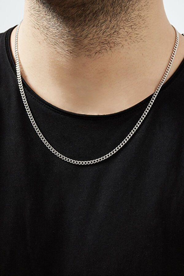 Silver Curb Chain Necklace 4