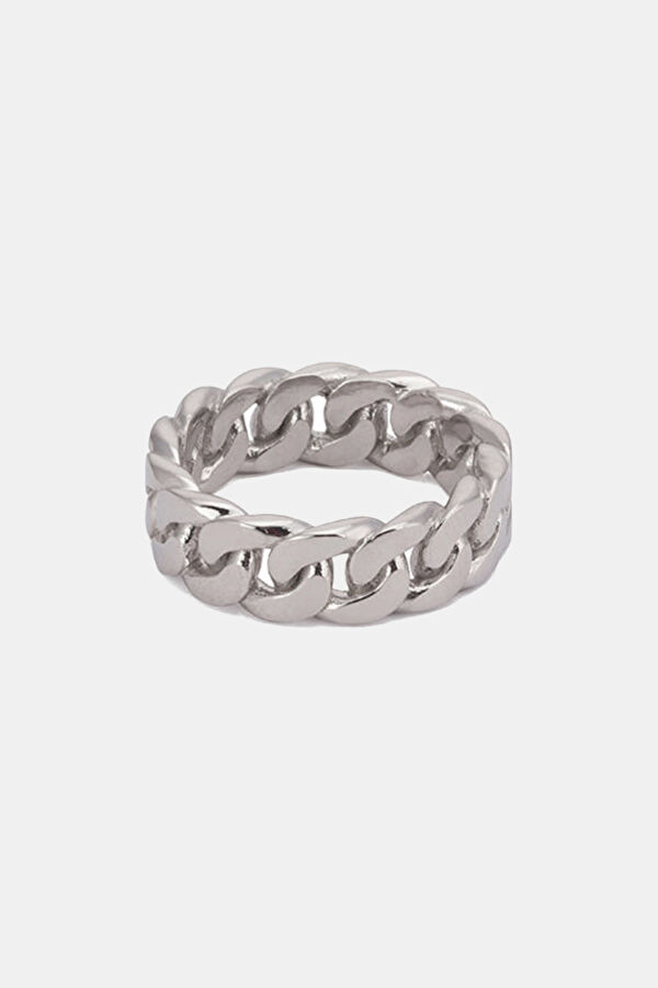 Silver-Colored Curb Chain Ring 2