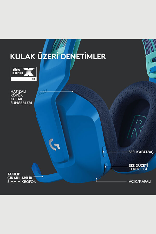 Logitech G G733 Lightspeed RGB Mavi 5