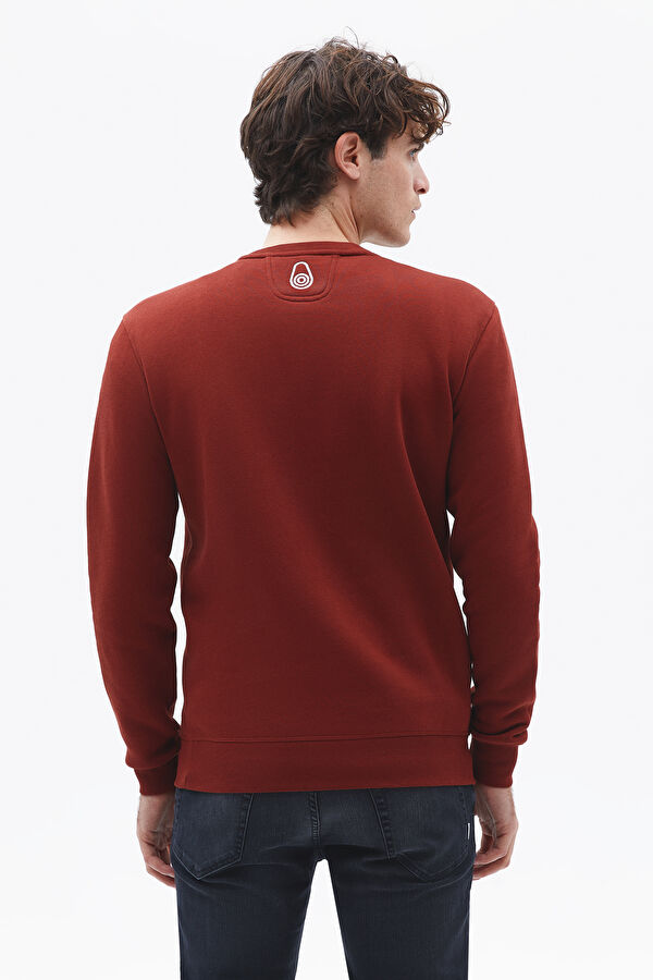 Kırmızı Relax Kalıp Bisiklet Yaka Sweatshirt 2