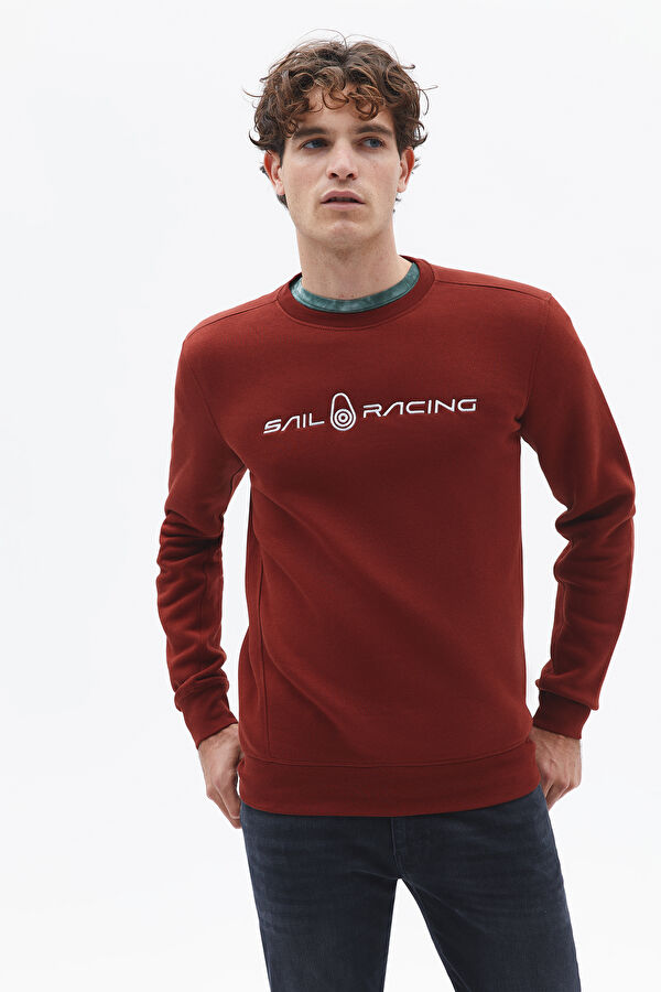 Kırmızı Relax Kalıp Bisiklet Yaka Sweatshirt 3