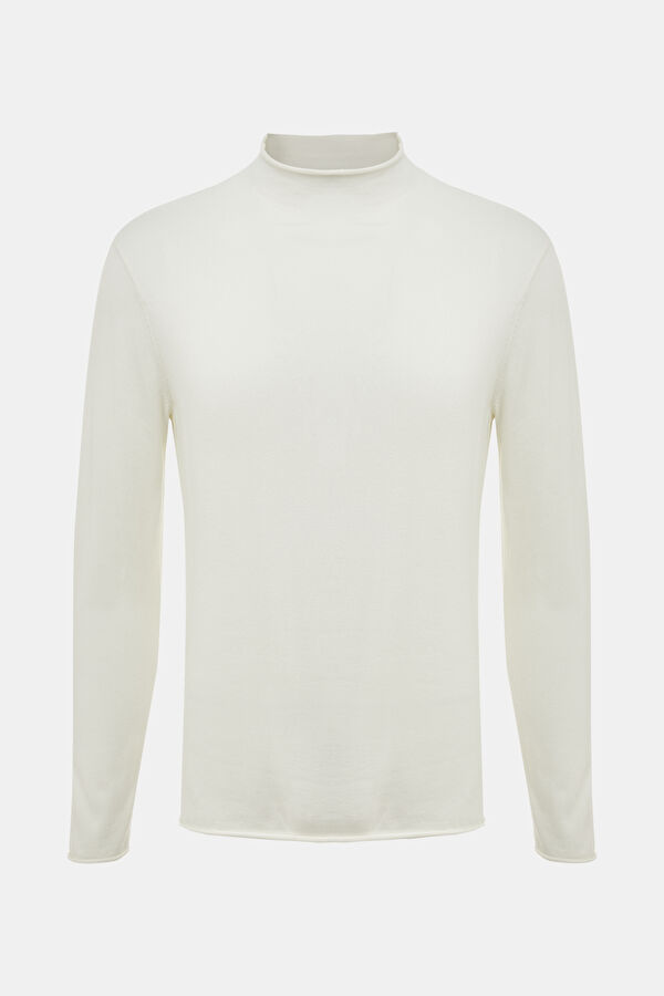 Ecru Viscose Knit Men's Sweater 2