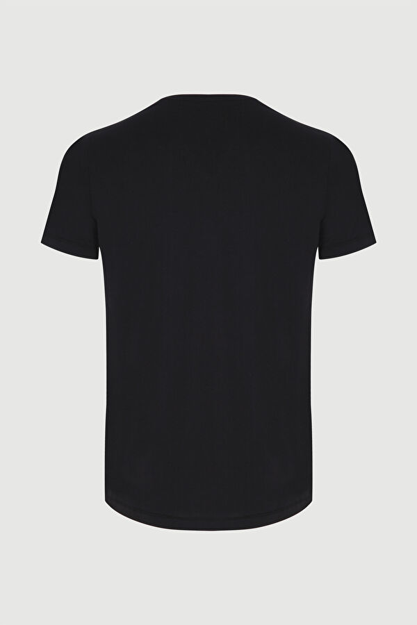 Dar Kalıp Siyah V Yaka Erkek T-Shirt 6