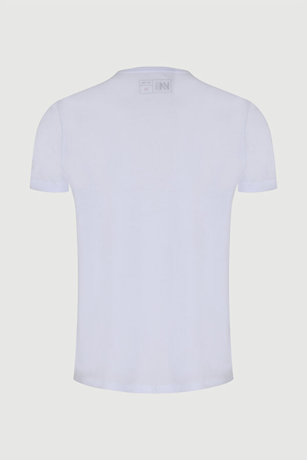 Dar Kalıp Beyaz V Yaka Erkek T-Shirt 5
