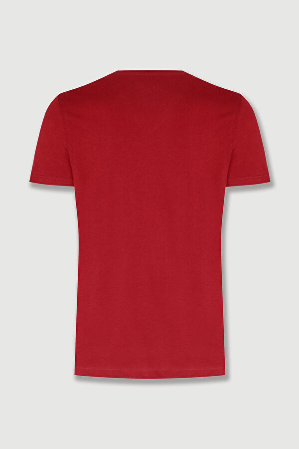 Bordo V Yaka Düz Erkek T-Shirt 2