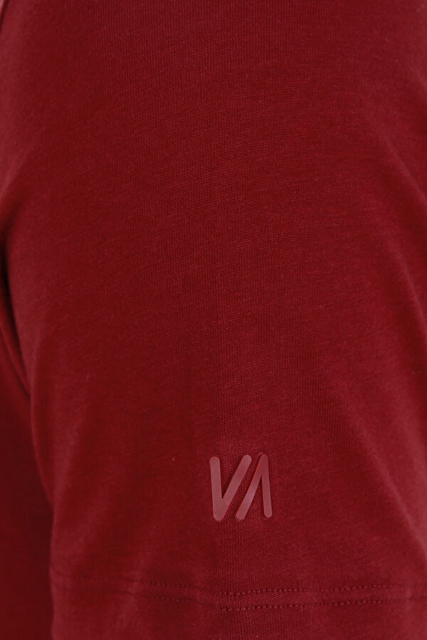 Bordo V Yaka Düz Erkek T-Shirt 3