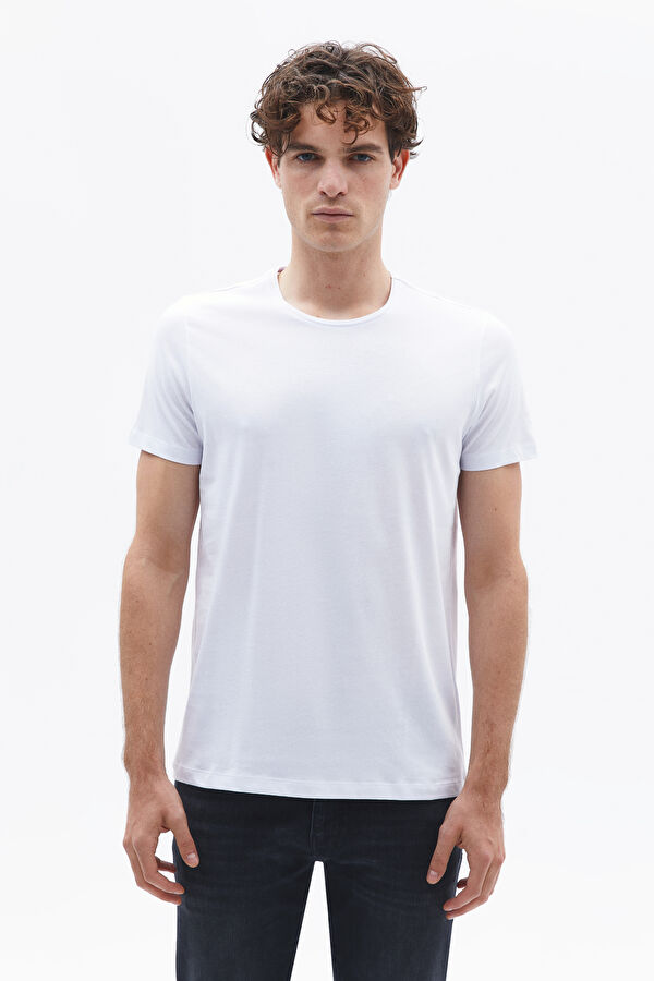 Slim Fit White Crew Neck Men's T-Shirt