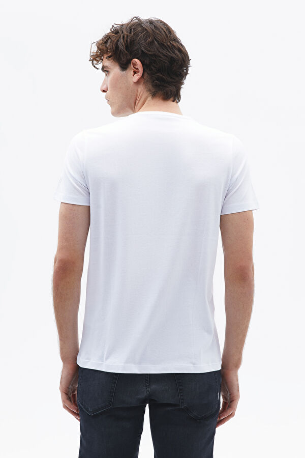 Slim Fit White Crew Neck Men's T-Shirt 2