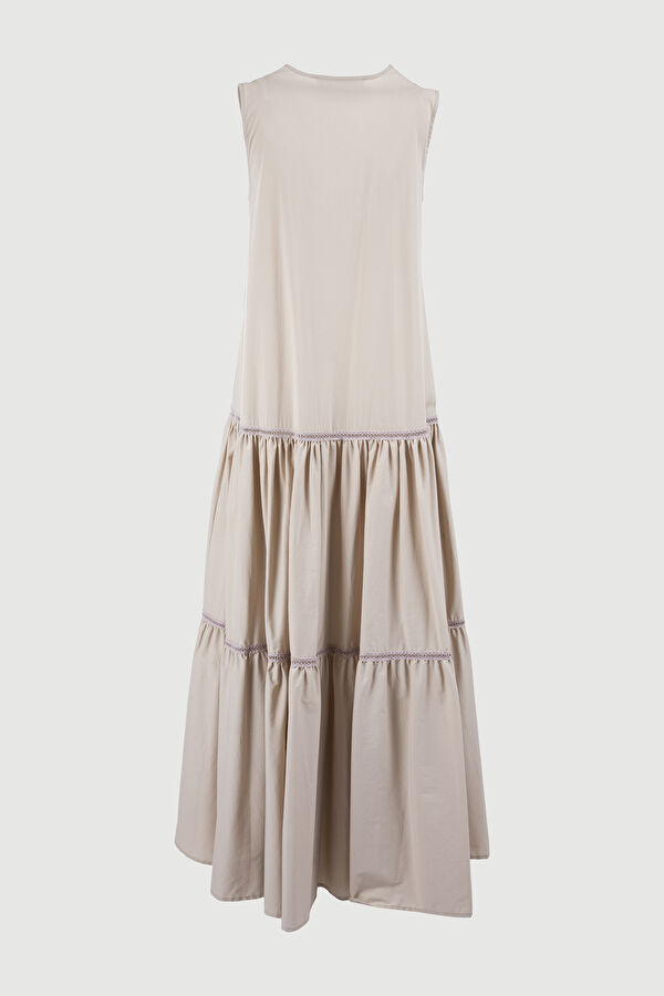Krem Maxi Elbise 2