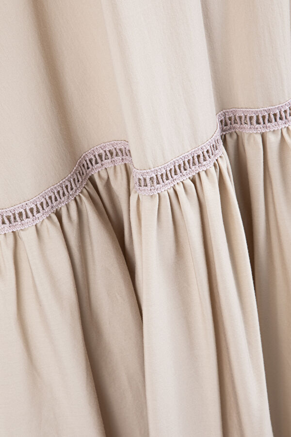 Krem Maxi Elbise 3
