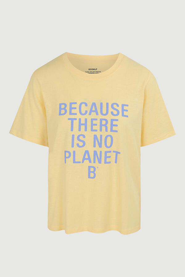 Sarı O Yaka Baskılı T-Shirt