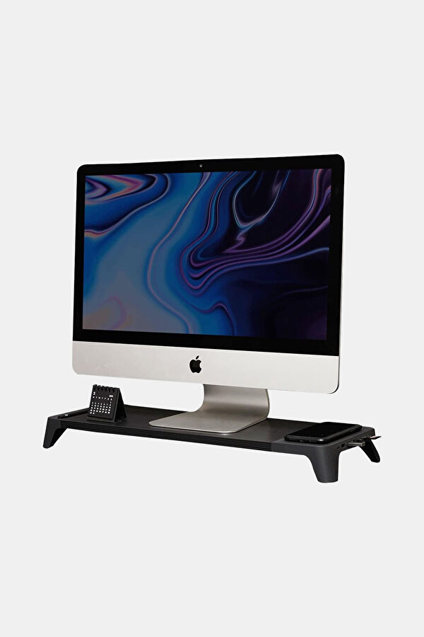 Eyes 8 Black Hızlı Wireless Şarj Hazneli Çoklayıcılı Monitör Standı
