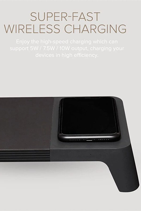 Eyes 8 Black Hızlı Wireless Şarj Hazneli Çoklayıcılı Monitör Standı 2