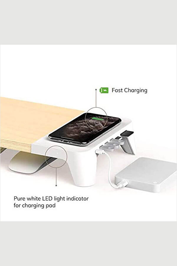 Eyes 8 White Hızlı Wireless Şarj Hazneli Çoklayıcılı Monitör Standı 5