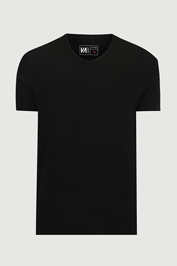 Slim Fit Black V-Neck Men's T-Shirt 4