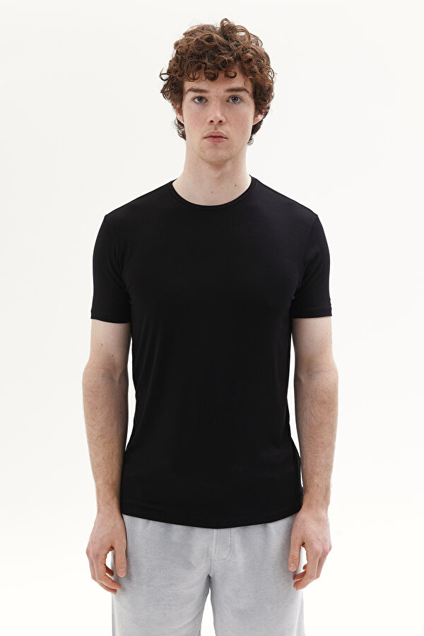 Slim Fit Black Crew Neck Men's T-Shirt