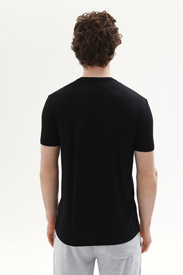 Slim Fit Black Crew Neck Men's T-Shirt 3