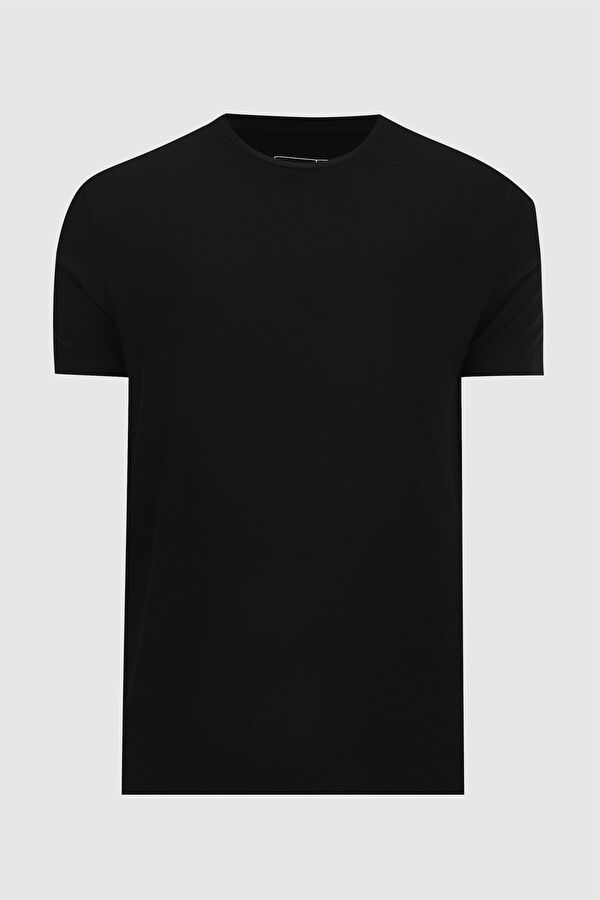 Slim Fit Black Crew Neck Men's T-Shirt 5