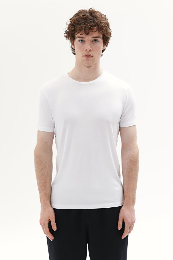 Slim Fit White Crew Neck Men's T-Shirt