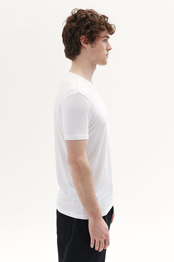 Slim Fit White Crew Neck Men's T-Shirt 2