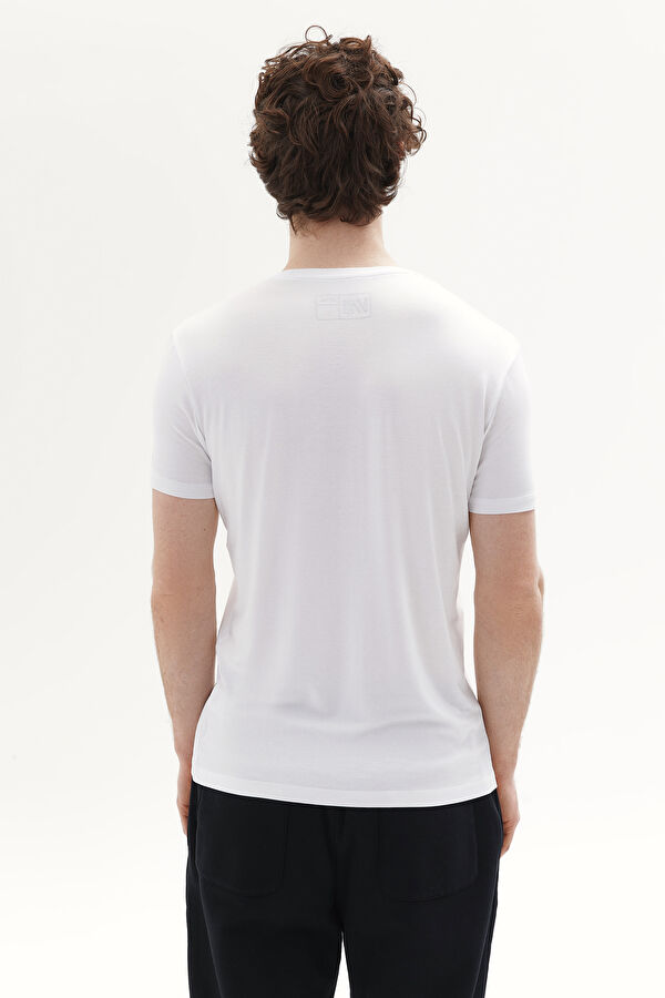 Slim Fit White Crew Neck Men's T-Shirt 3