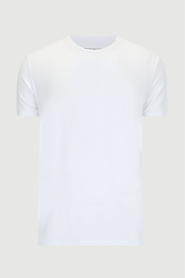 Slim Fit White Crew Neck Men's T-Shirt 5