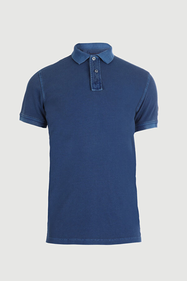 Lacivert Polo Yaka Düz T-Shirt