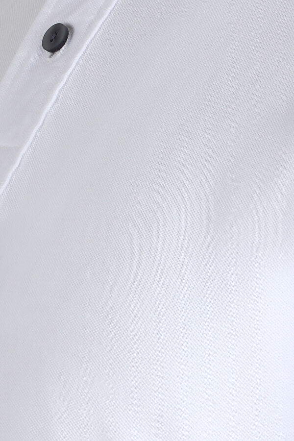 Beyaz Polo Yaka Düz T-Shirt 3