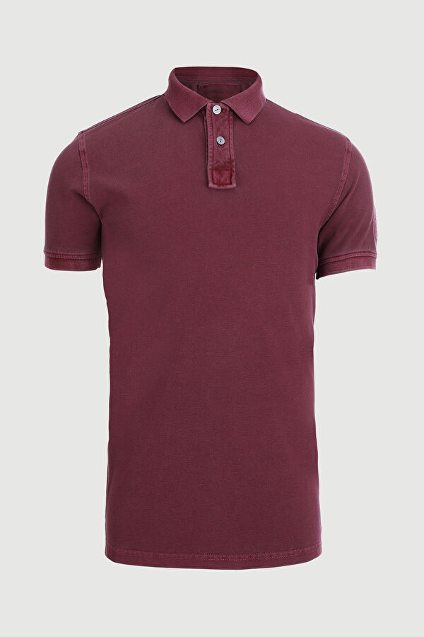 Mürdüm Polo Yaka Düz T-Shirt
