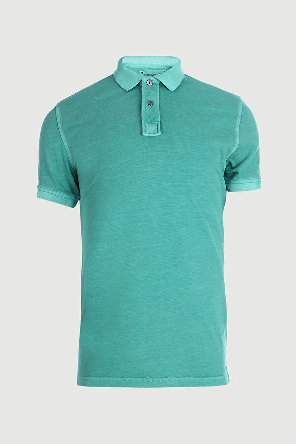 Yeşil Polo Yaka Düz T-Shirt