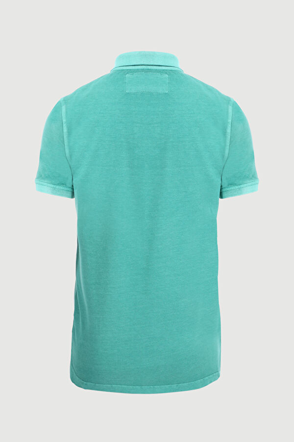 Yeşil Polo Yaka Düz T-Shirt 2