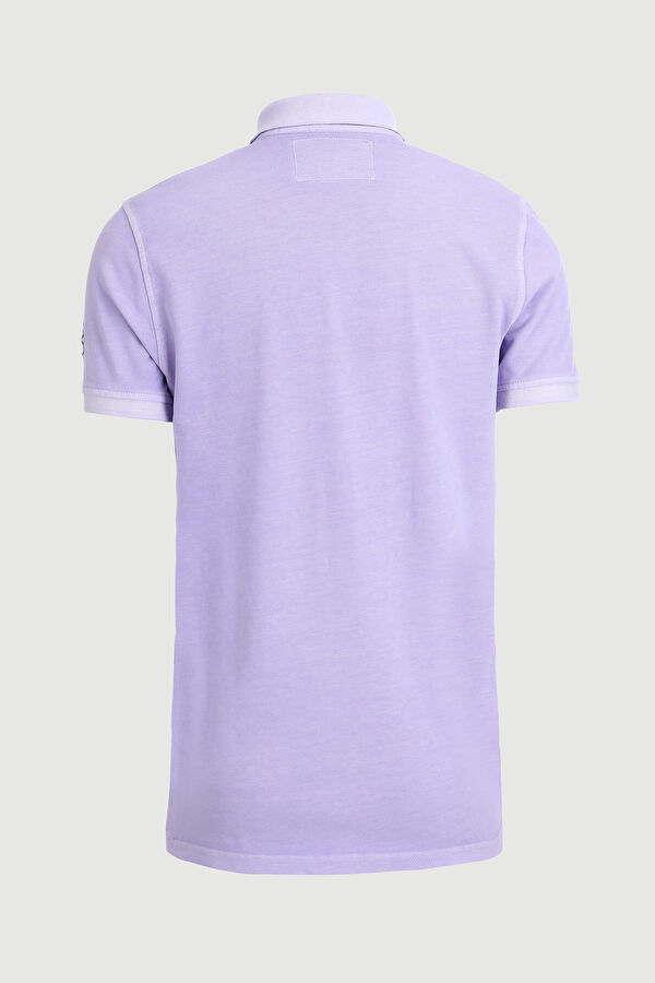 Lila Polo Yaka Düz T-Shirt 2
