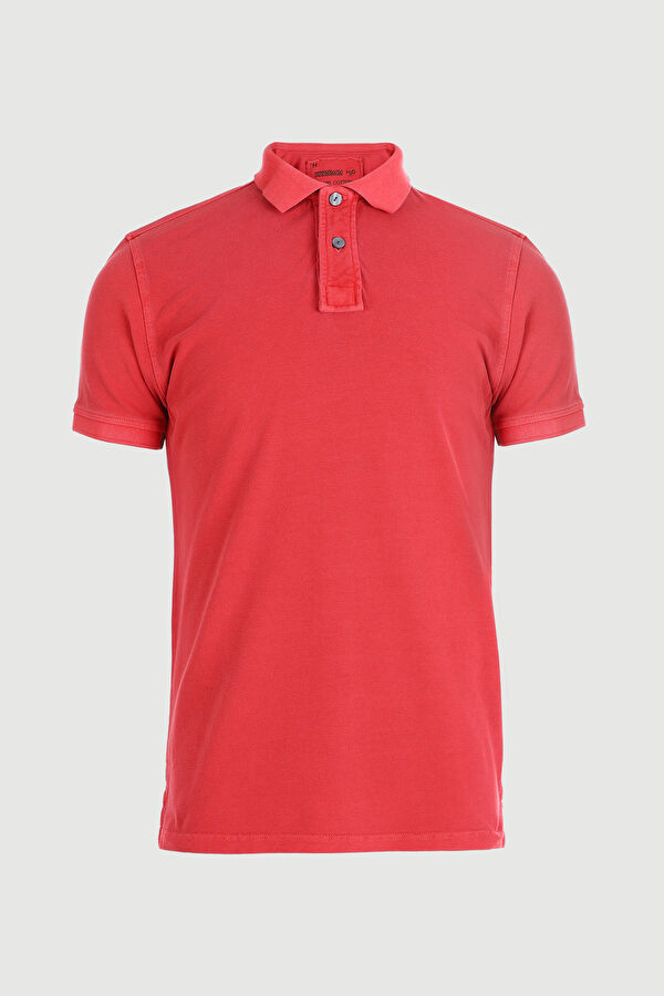 Kırmızı Polo Yaka Düz T-Shirt